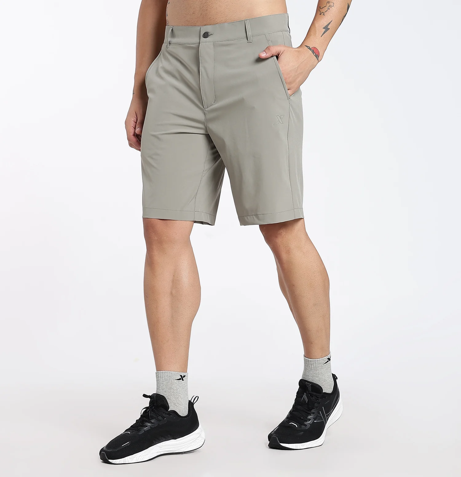 75D Elastic Woven Shorts - Green - Image 3