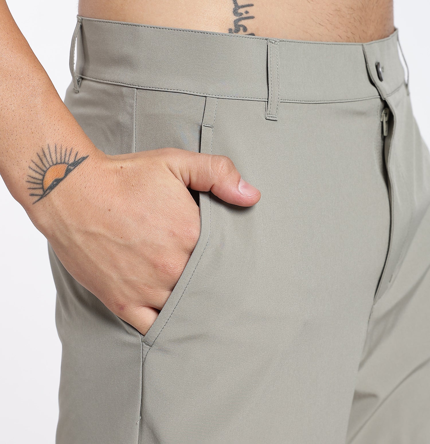 75D Elastic Woven Shorts - Green - Image 4