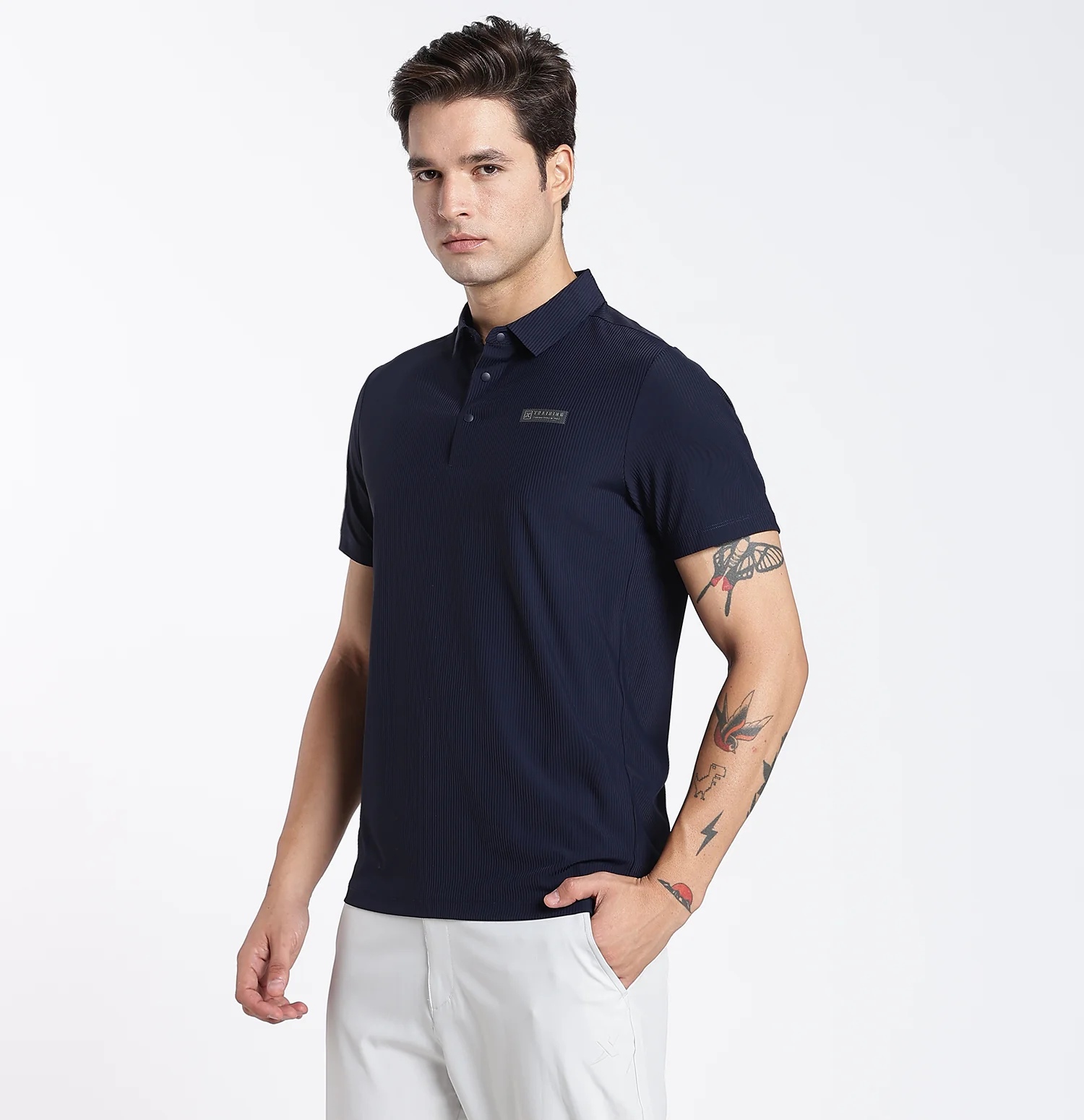 ActiveFlex Textured Polo T-Shirt - Blue - Image 3