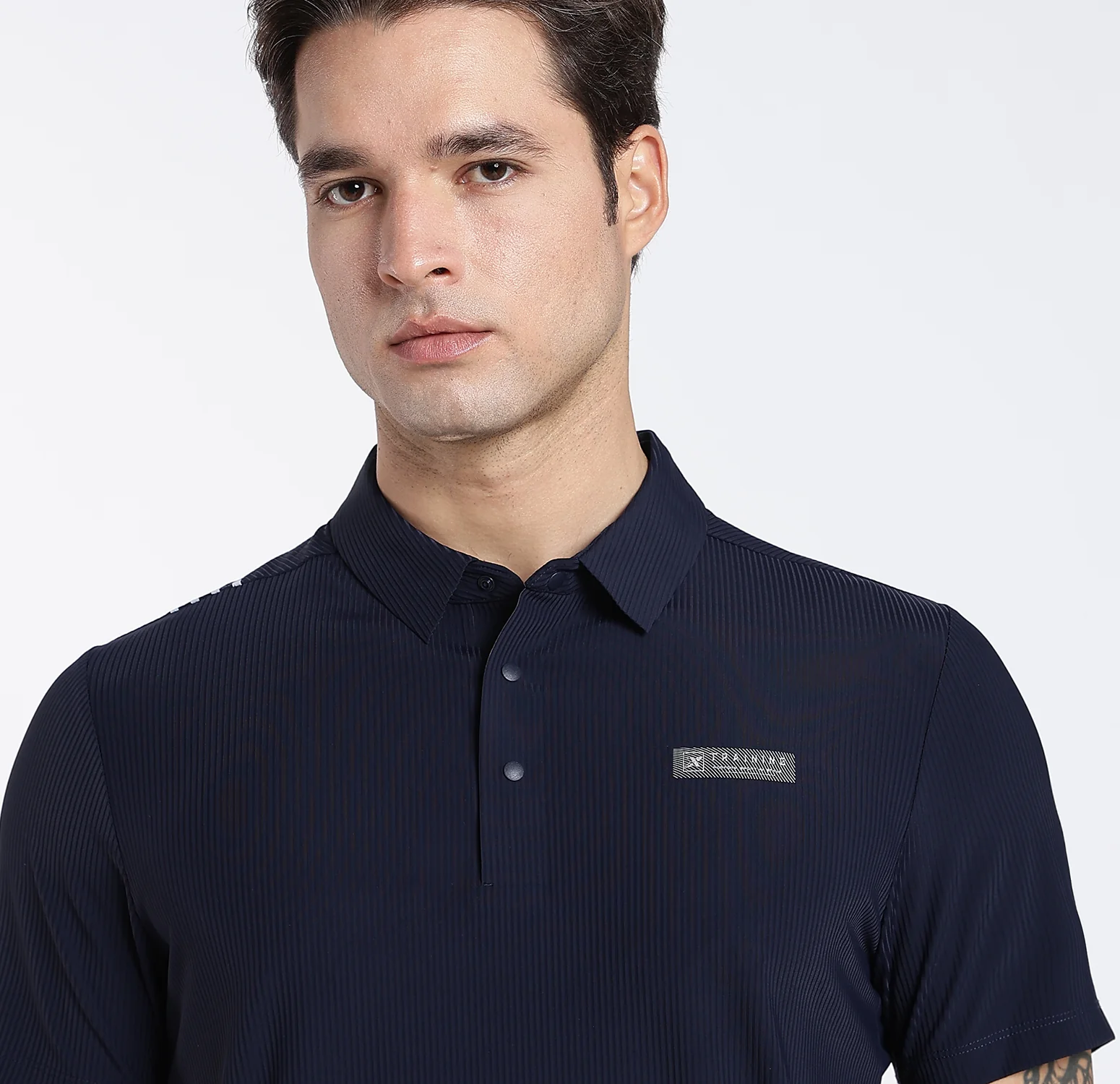 ActiveFlex Textured Polo T-Shirt - Blue - Image 4