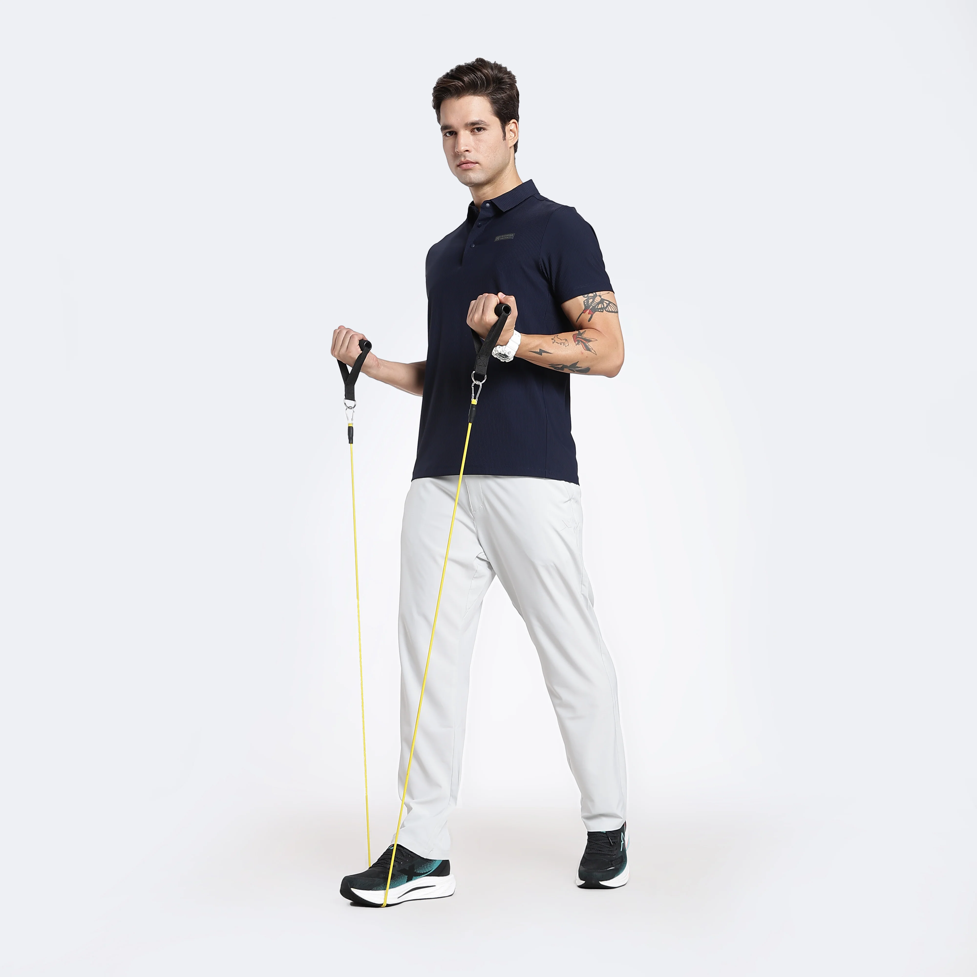 ActiveFlex Textured Polo T-Shirt - Blue - Image 6