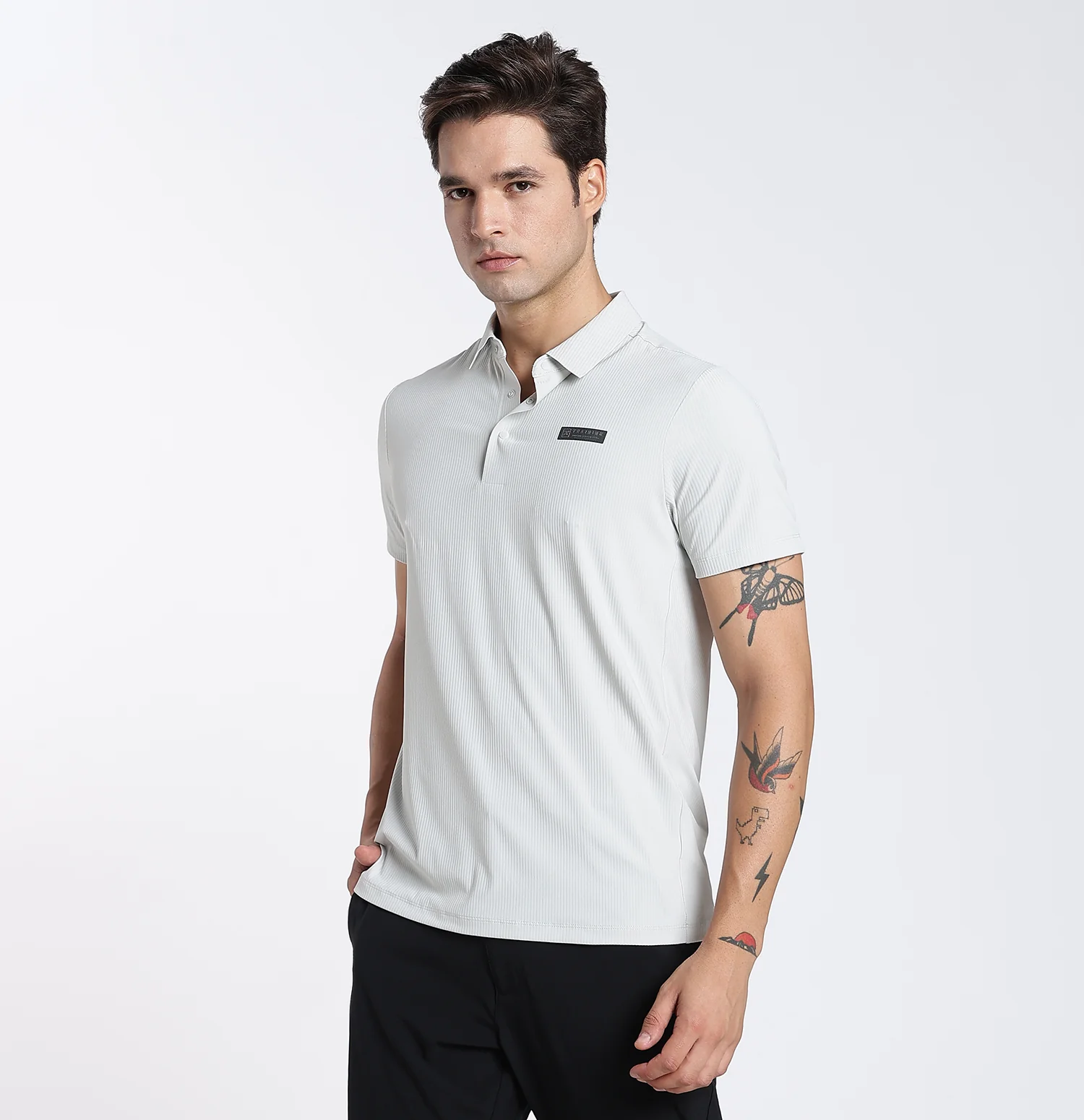 ActiveFlex Textured Polo T-Shirt - Grey - Image 3