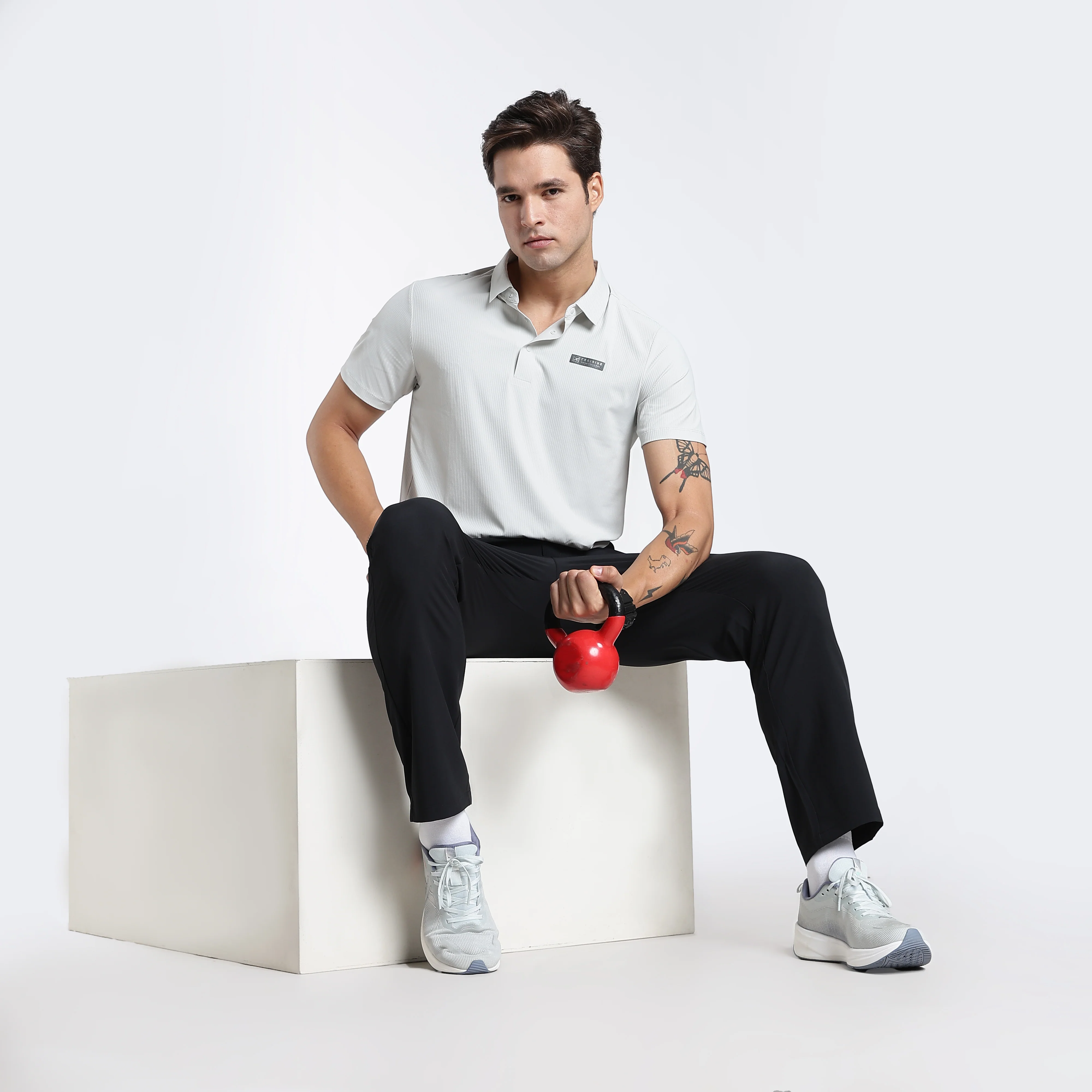 ActiveFlex Textured Polo T-Shirt - Grey - Image 5