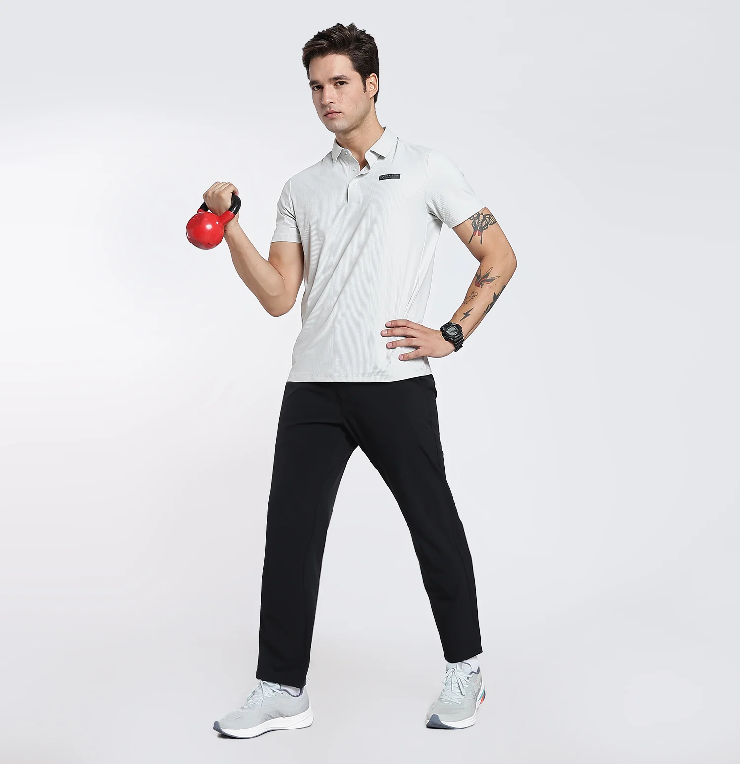 ActiveFlex Textured Polo T-Shirt - Grey - Image 6