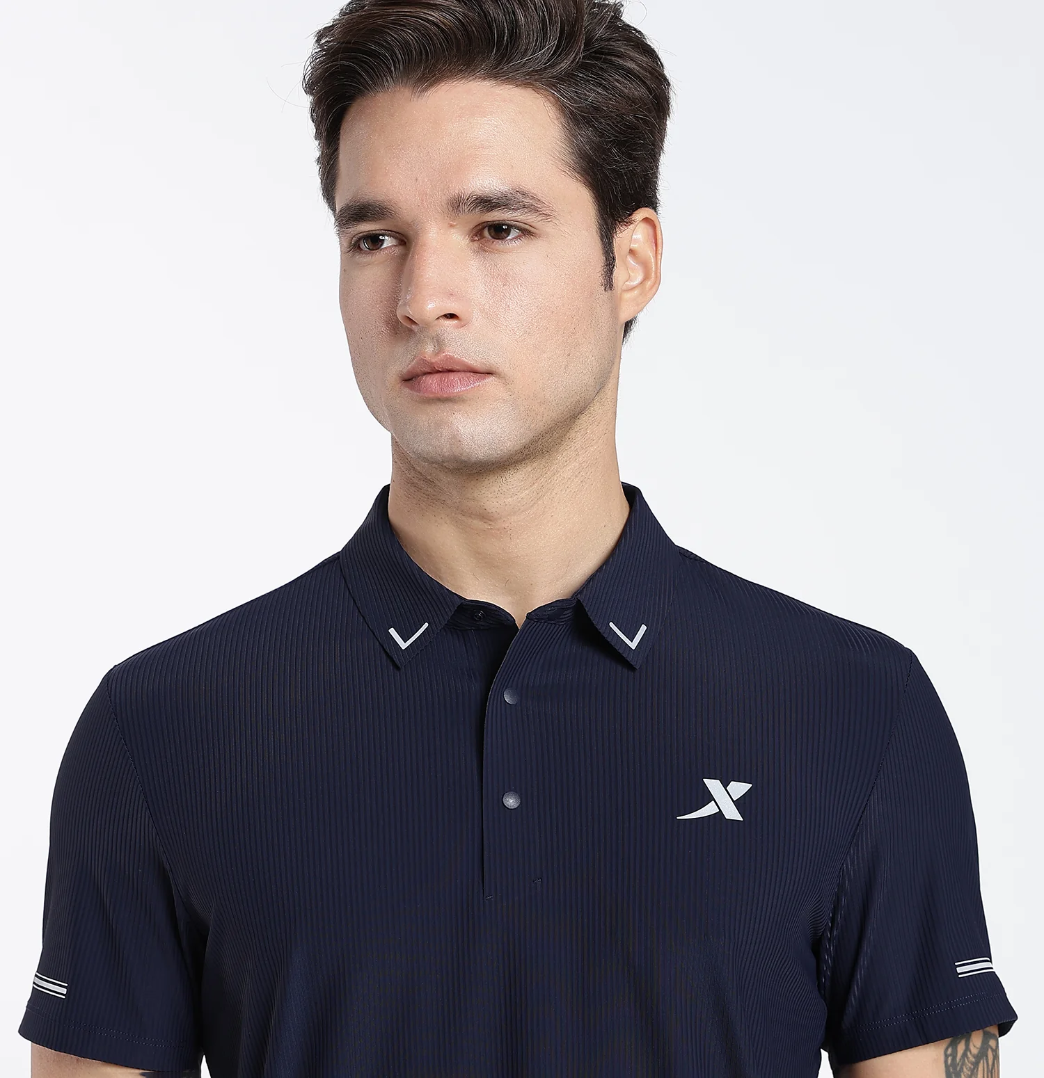 Brocade Line Performance Polo T-Shirt - Blue - Image 4