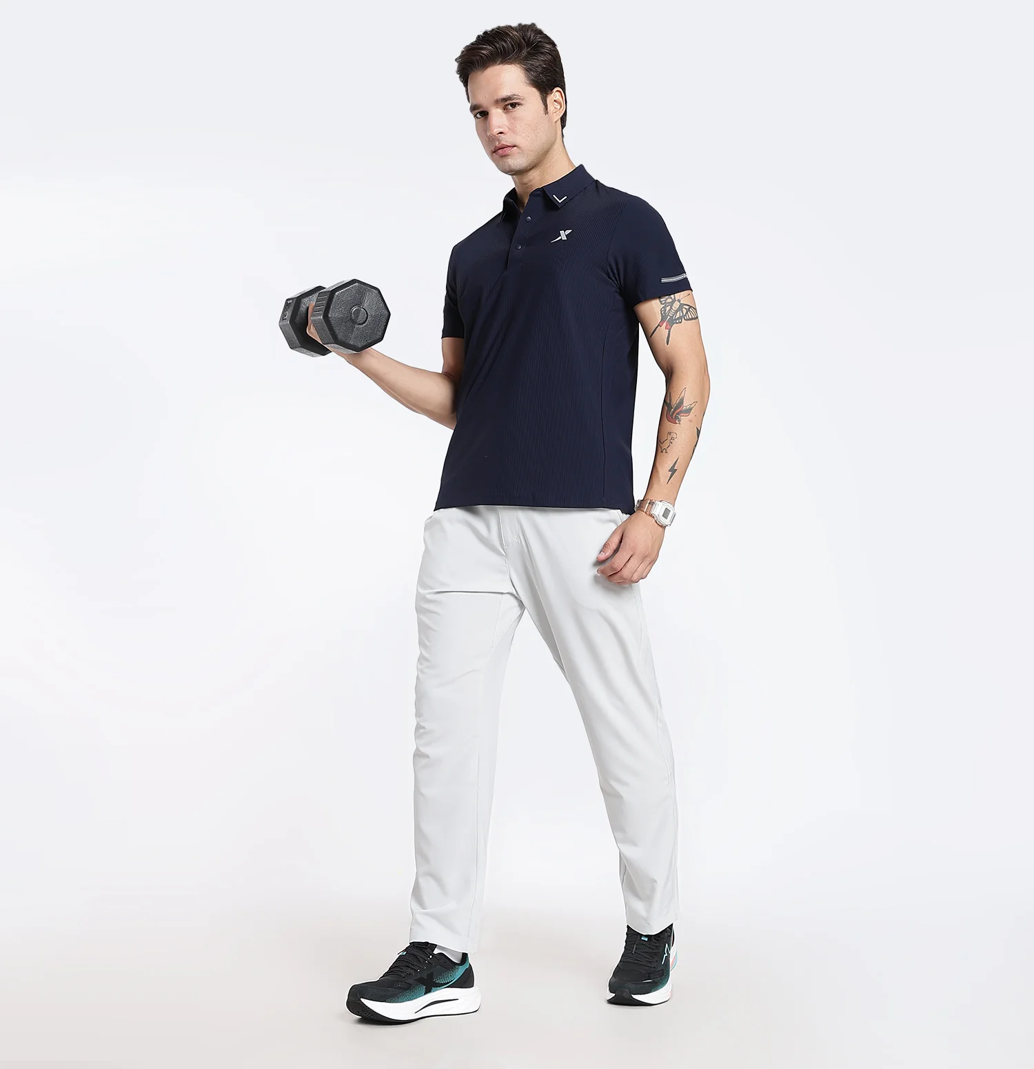 Brocade Line Performance Polo T-Shirt - Blue - Image 5