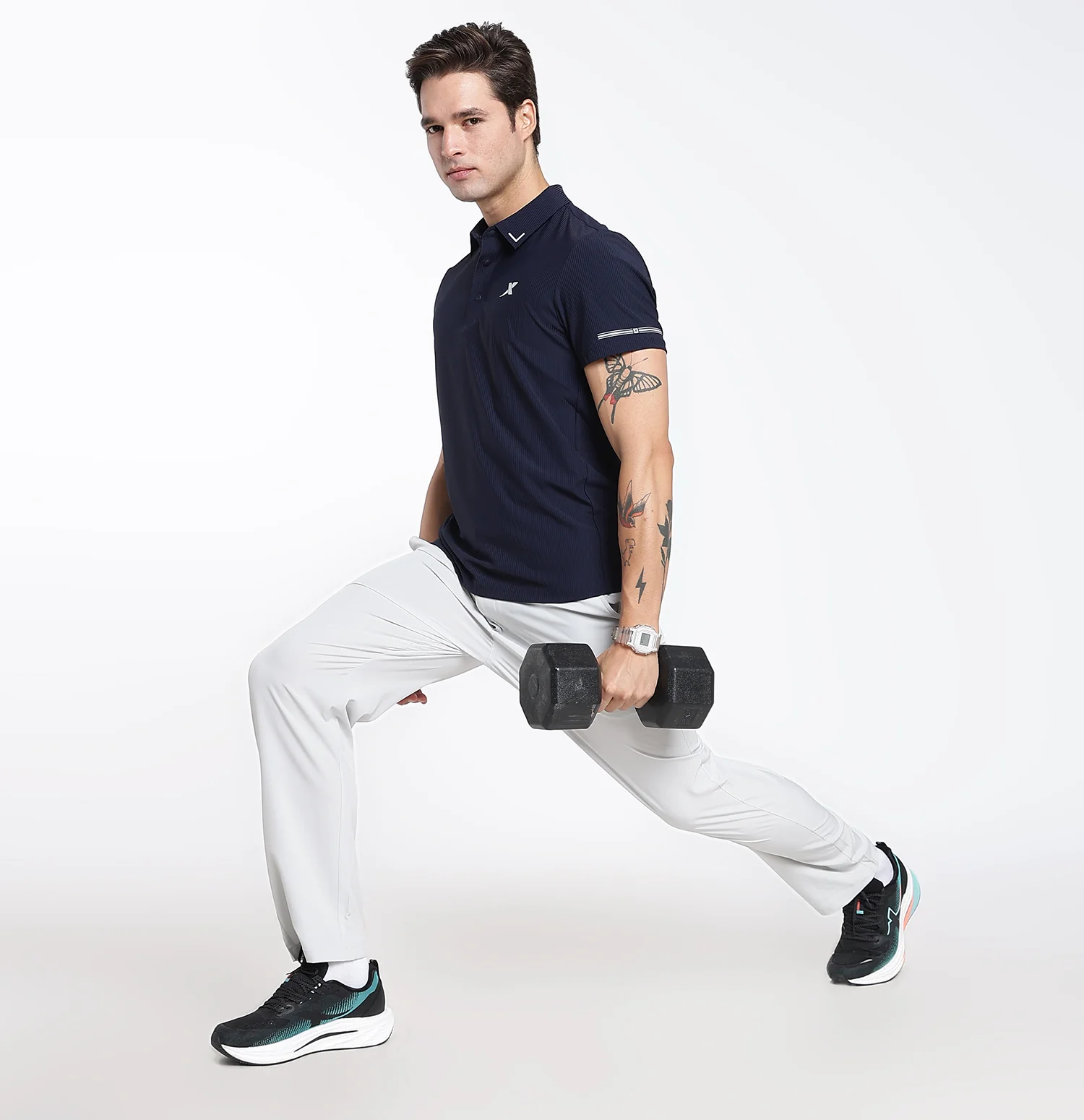 Brocade Line Performance Polo T-Shirt - Blue - Image 6