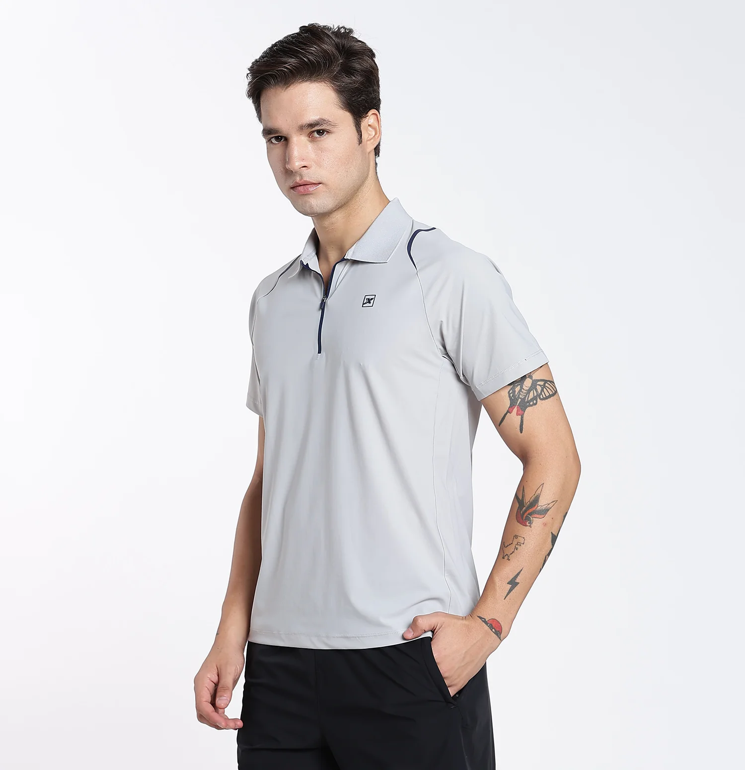 WarpKnit Performance Polo T-Shirt - Cadet Grey - Image 3