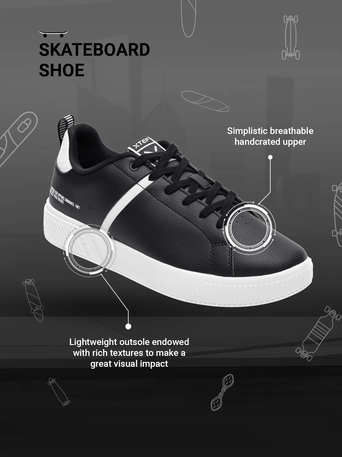 Classic Skateboarding Sneakers - Black White - Image 24