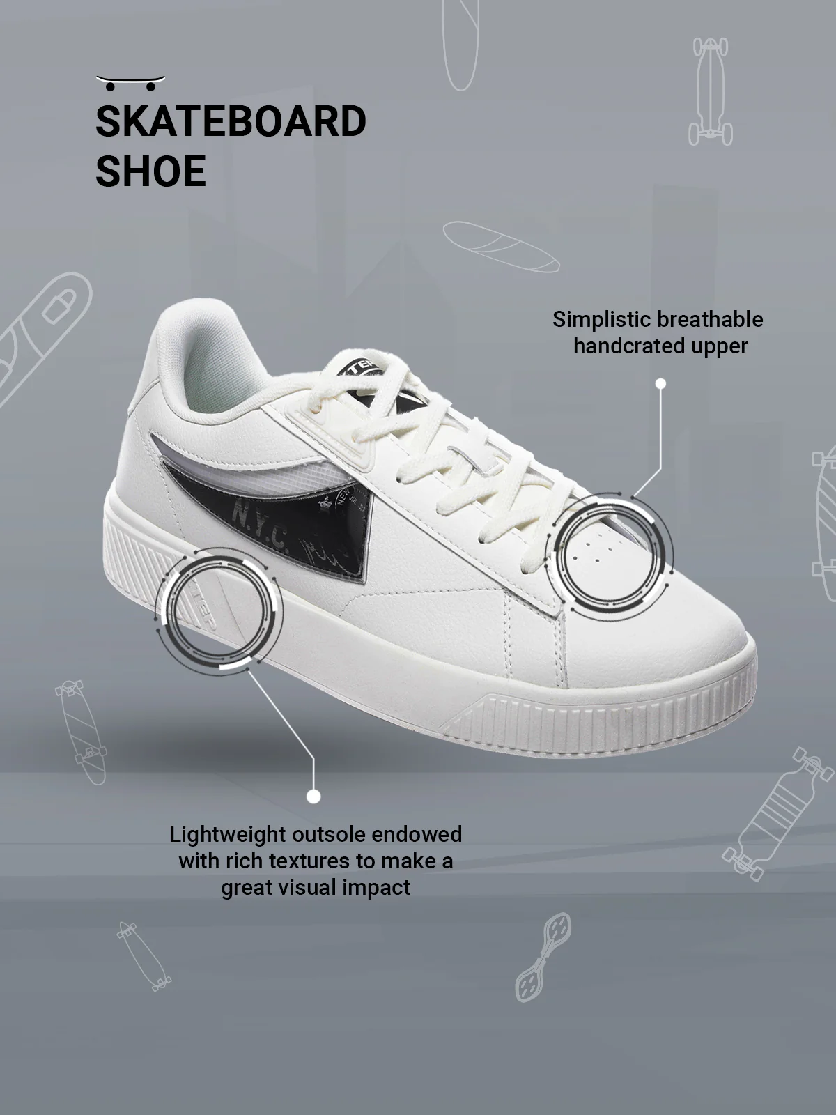 Classic Skateboarding Sneakers - Black White - Image 34
