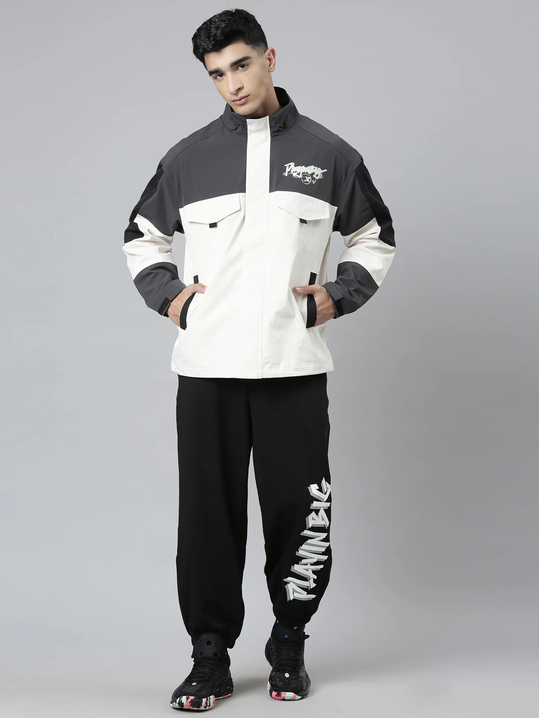 Colorblock Windbreaker - White/Green - Image 19