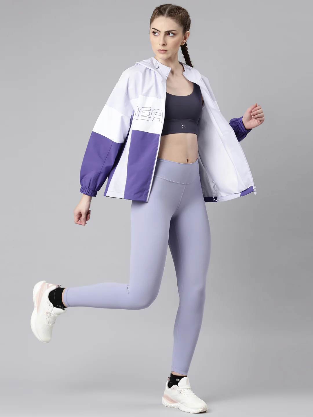 Colorblock Varsity Windcheater - Purple/White - Image 10