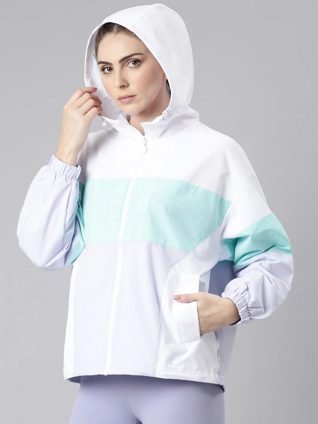 Colorblock Varsity Windcheater - Purple/White - Image 14