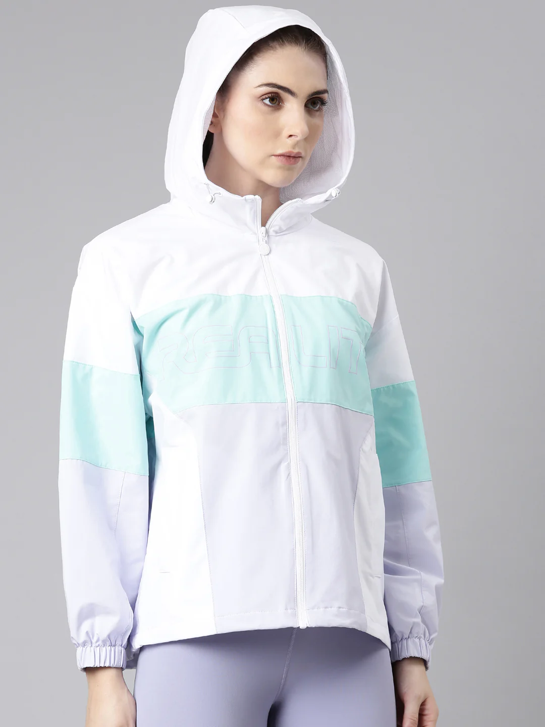 Colorblock Varsity Windcheater - Purple/White - Image 15