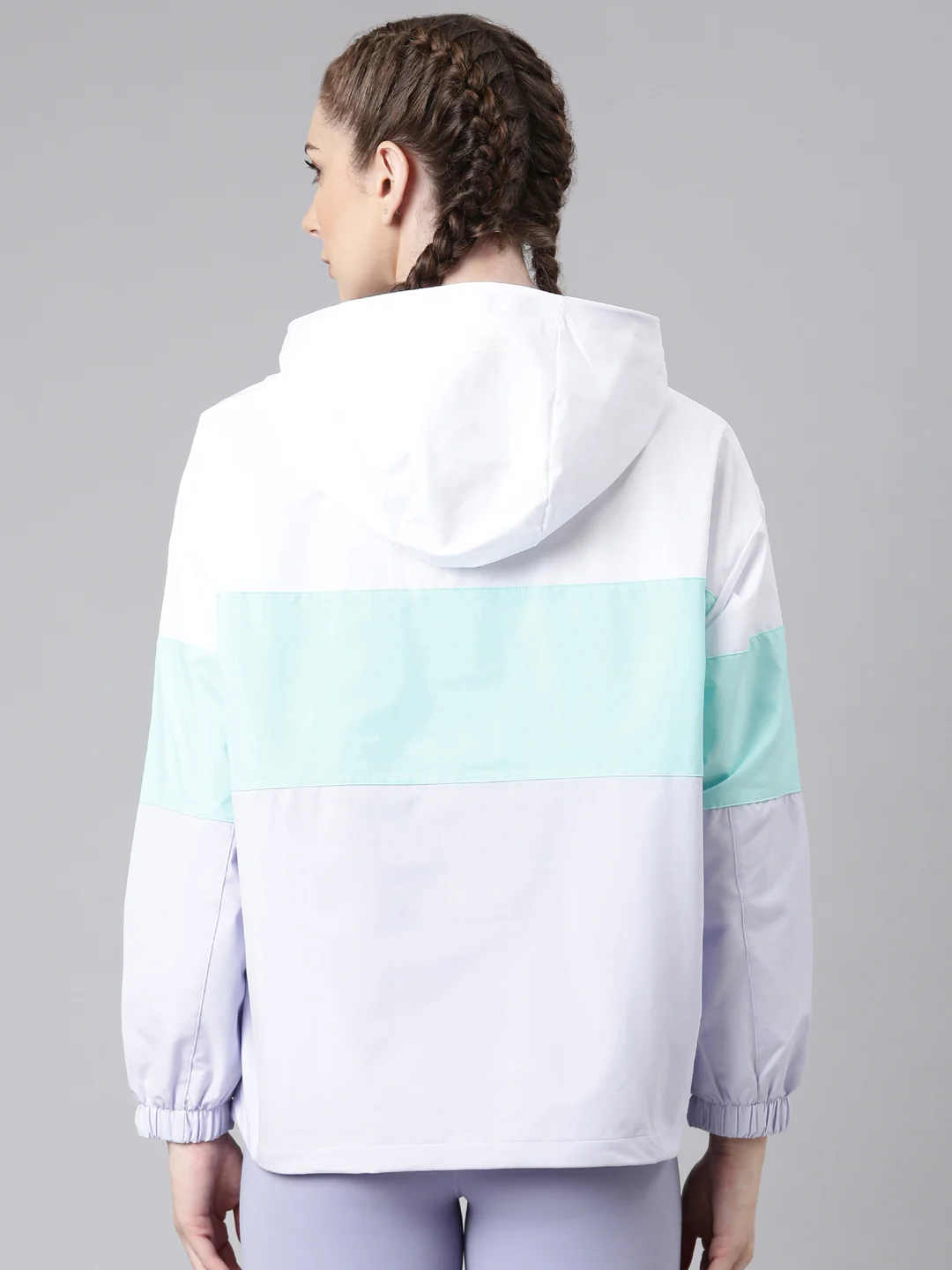 Colorblock Varsity Windcheater - Purple/White - Image 16