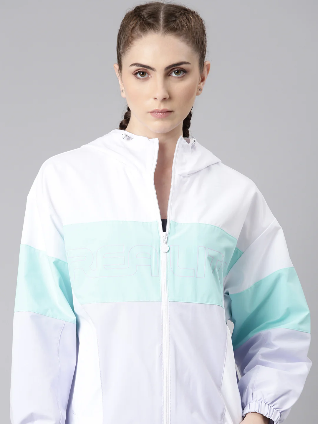 Colorblock Varsity Windcheater - Purple/White - Image 17