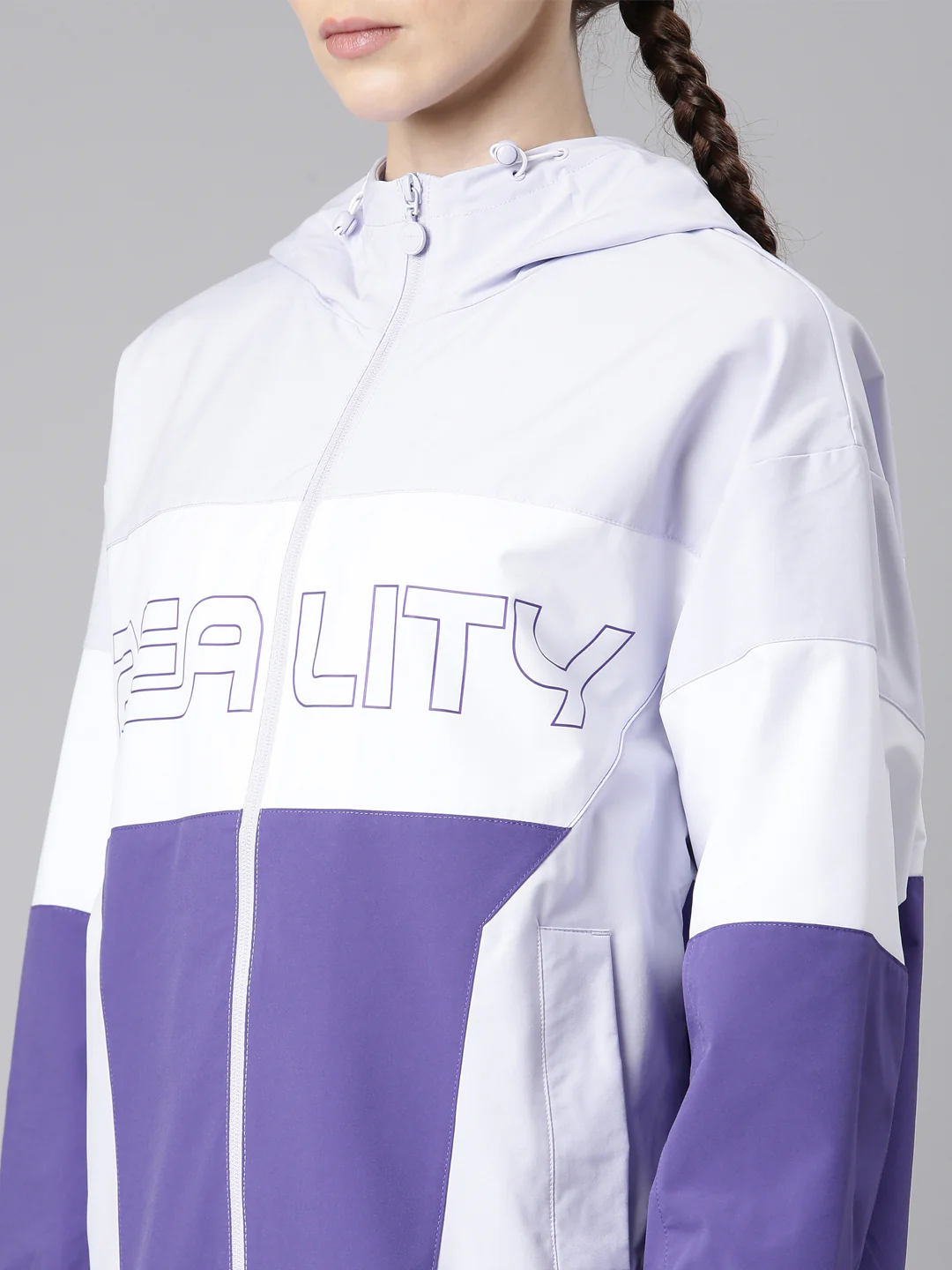 Colorblock Varsity Windcheater - Purple/White - Image 3