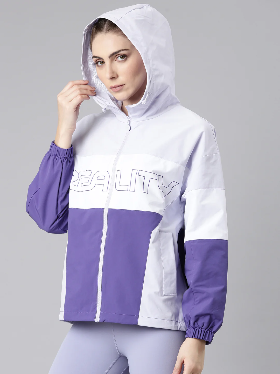 Colorblock Varsity Windcheater - Purple/White - Image 4