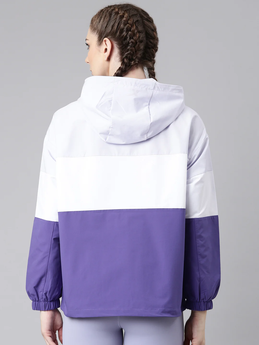 Colorblock Varsity Windcheater - Purple/White - Image 8