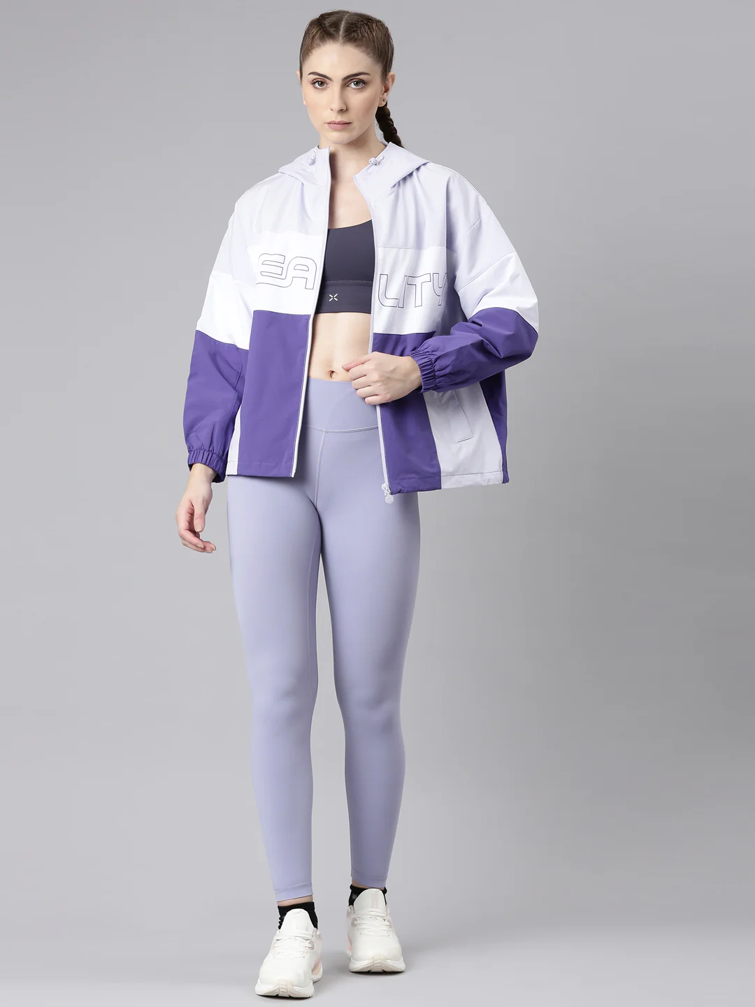 Colorblock Varsity Windcheater - Purple/White - Image 9