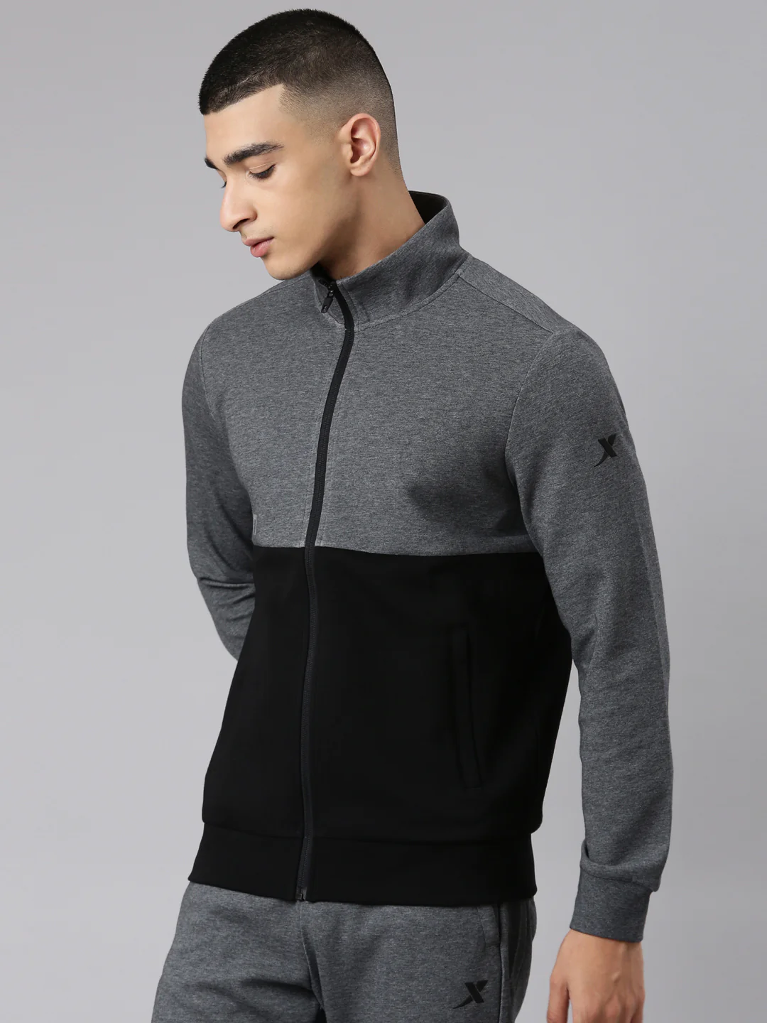 Comfort Knitted Training Jacket - Heather/Black - Image 3