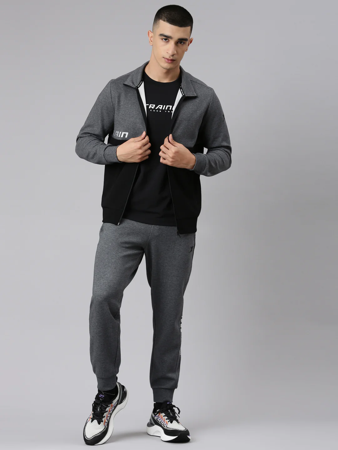 Comfort Knitted Training Jacket - Heather/Black - Image 5