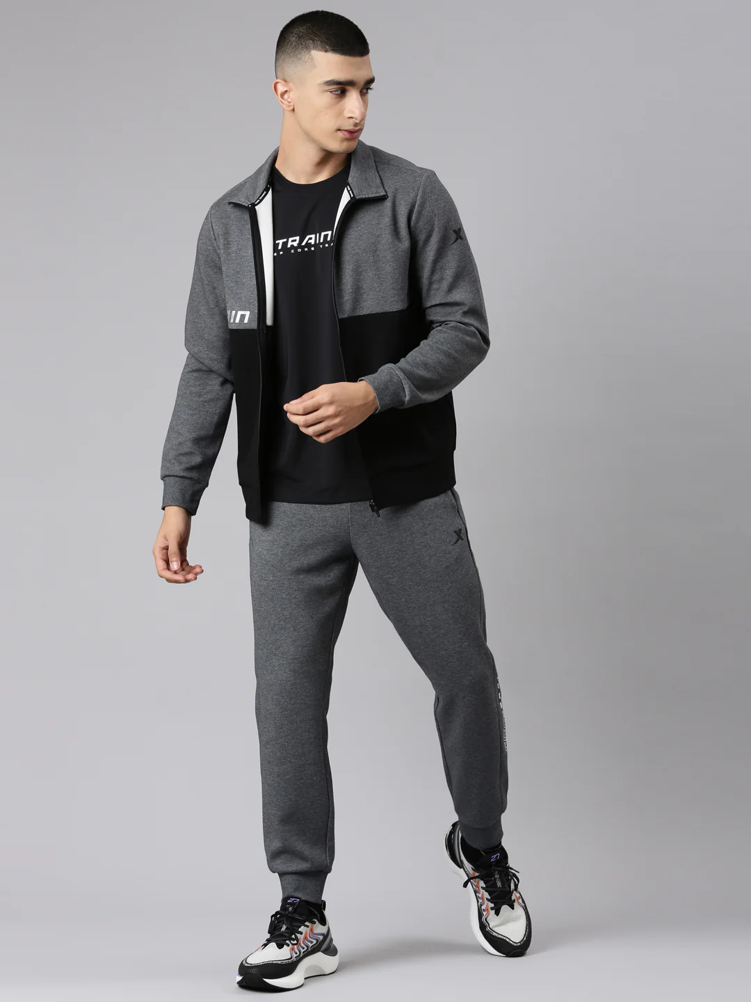 Comfort Knitted Training Jacket - Heather/Black - Image 6