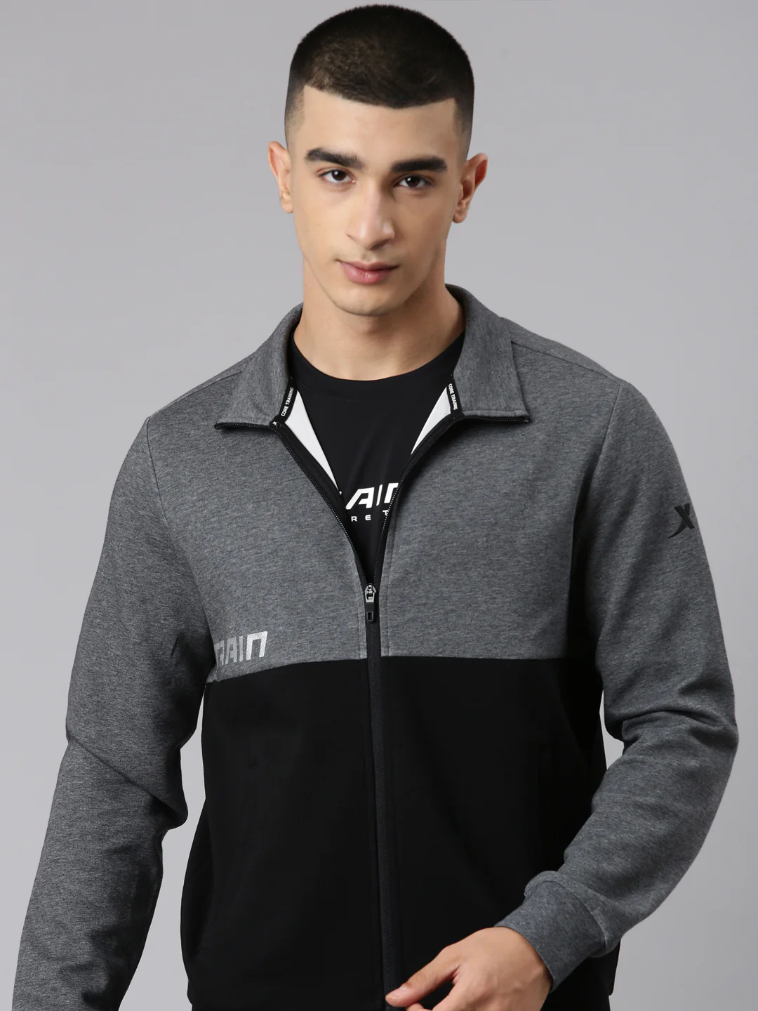 Comfort Knitted Training Jacket - Heather/Black - Image 7
