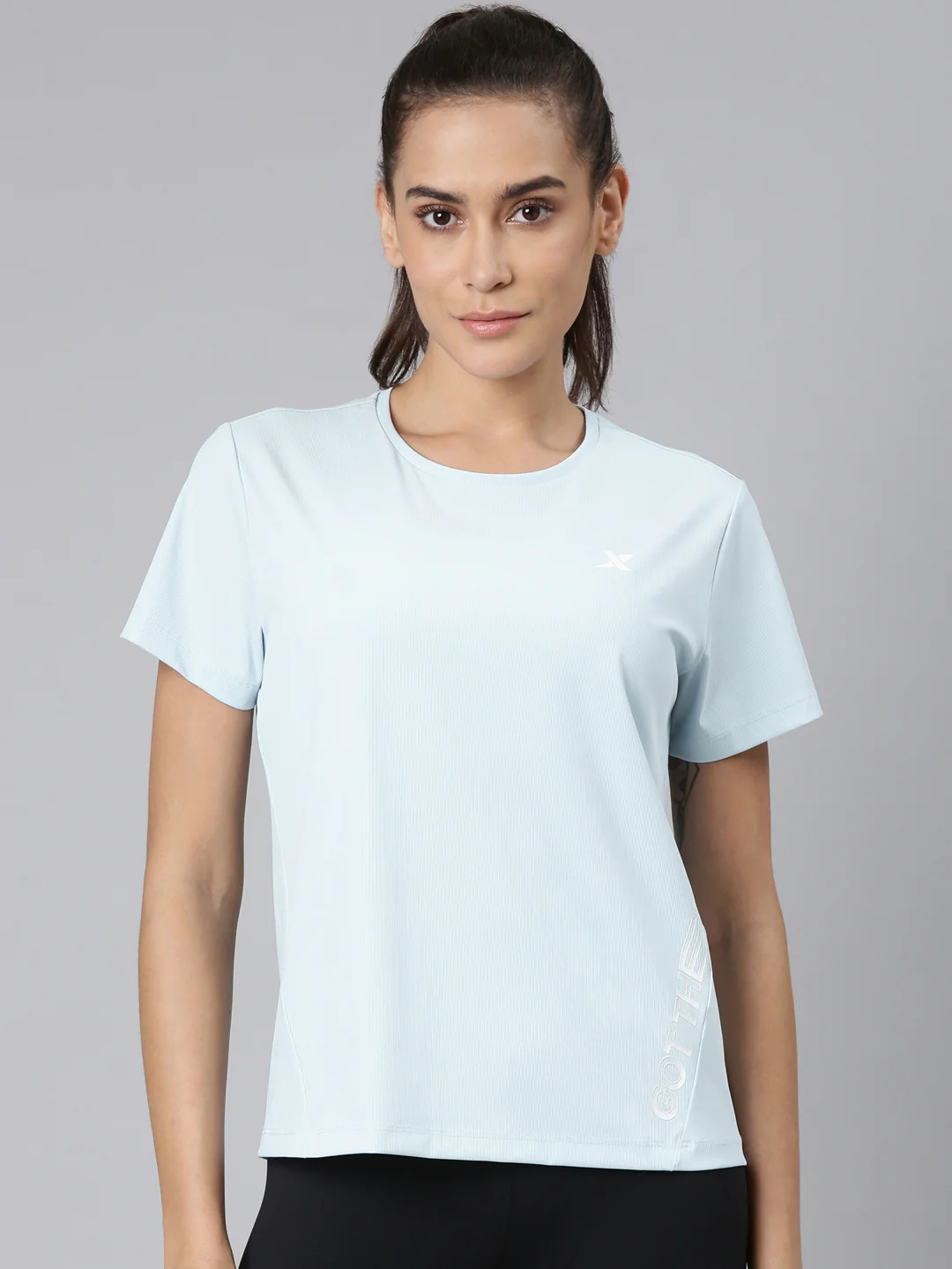 Comfort Short-Sleeve Training T-Shirt - Sky Blue/Pink - Image 10