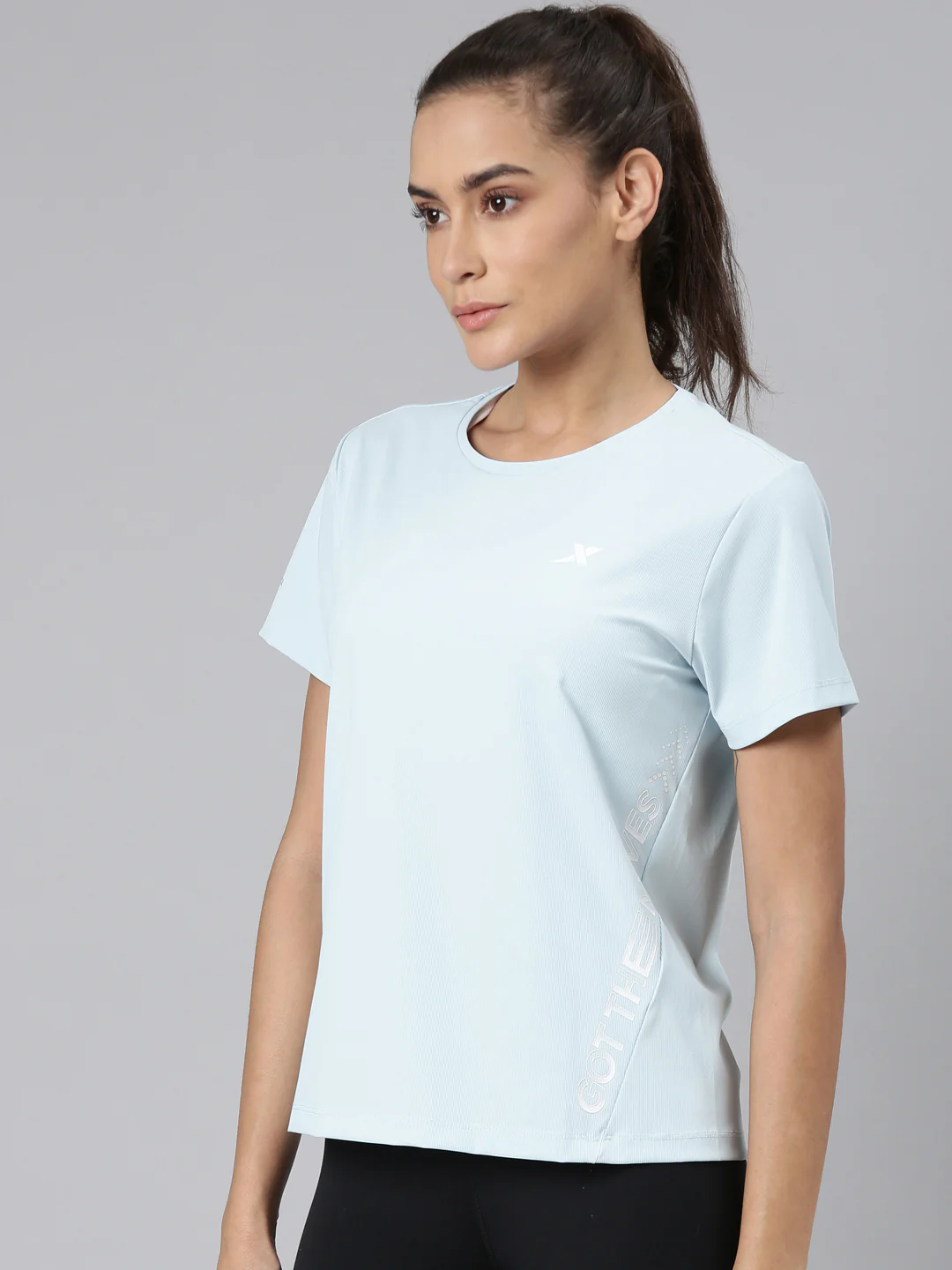 Comfort Short-Sleeve Training T-Shirt - Sky Blue/Pink - Image 12