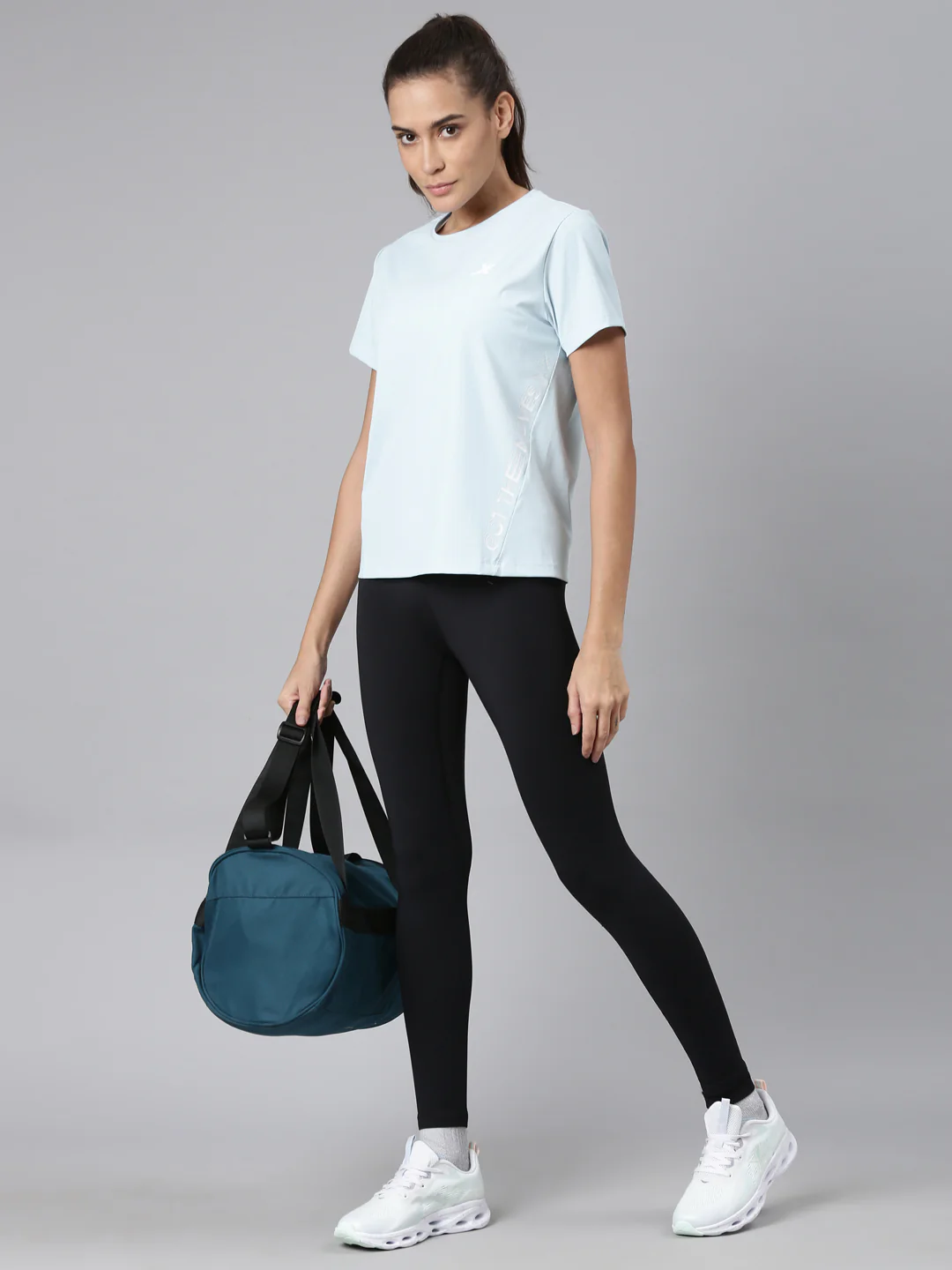 Comfort Short-Sleeve Training T-Shirt - Sky Blue/Pink - Image 15