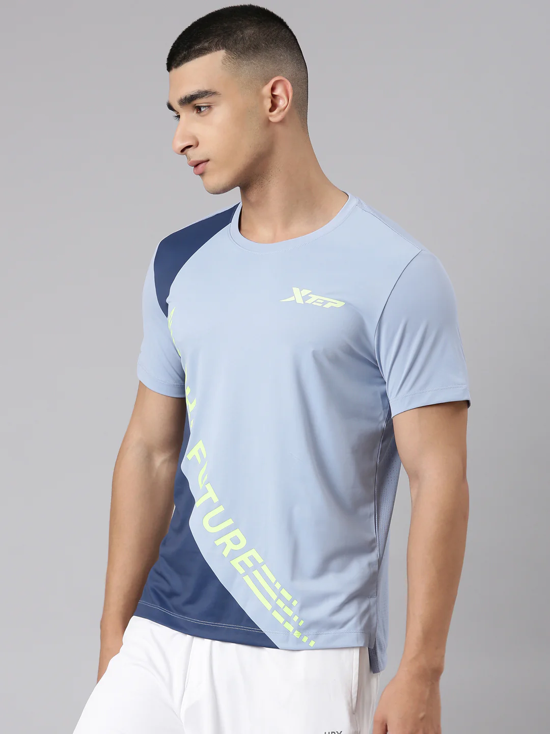Quick-Dry Running Short-Sleeve T-Shirt - Blue/White - Image 3