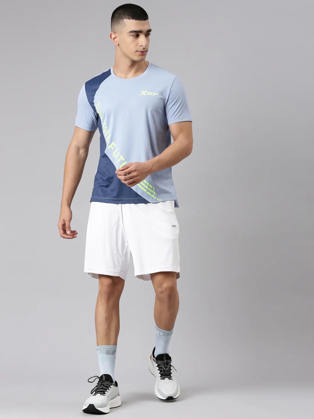Quick-Dry Running Short-Sleeve T-Shirt - Blue/White - Image 7