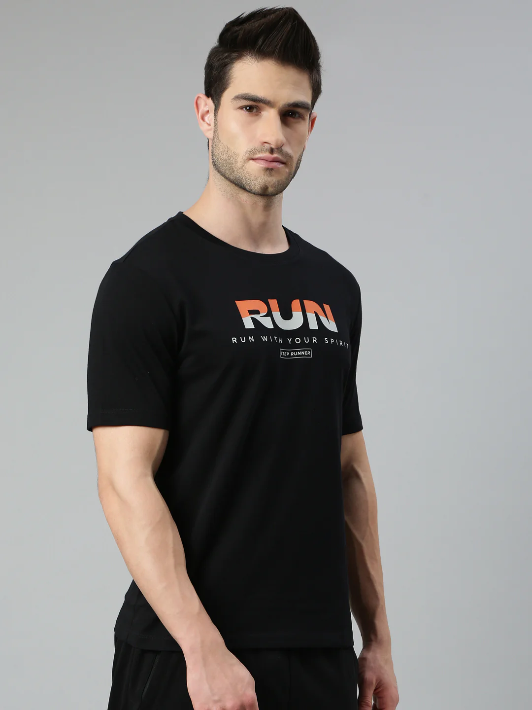 Polycotton Running T-Shirt - Black - Image 2