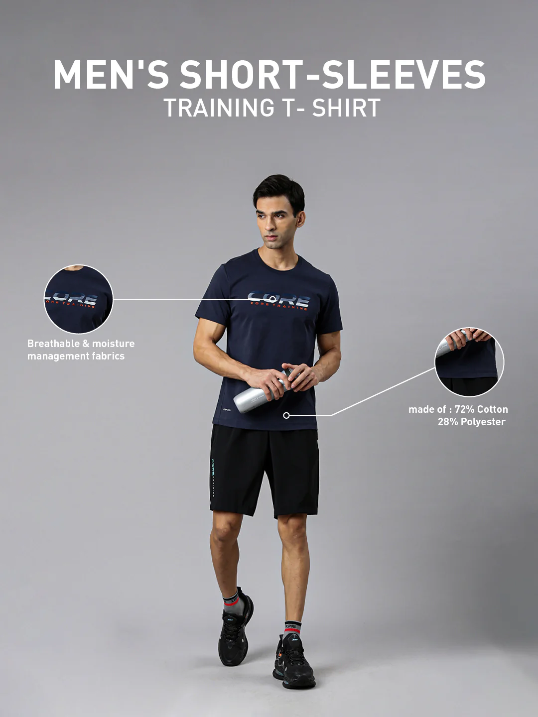 Cotton Dry Training T-Shirt - Late Blue - Image 5