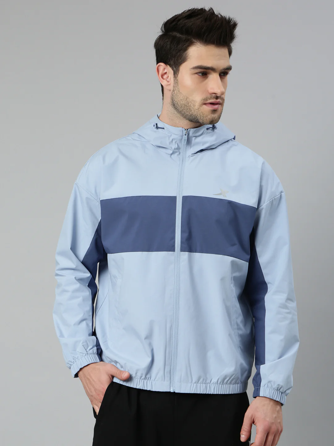Double-Layer Quick-Dry Windbreaker - Greyish Blue - Image 11