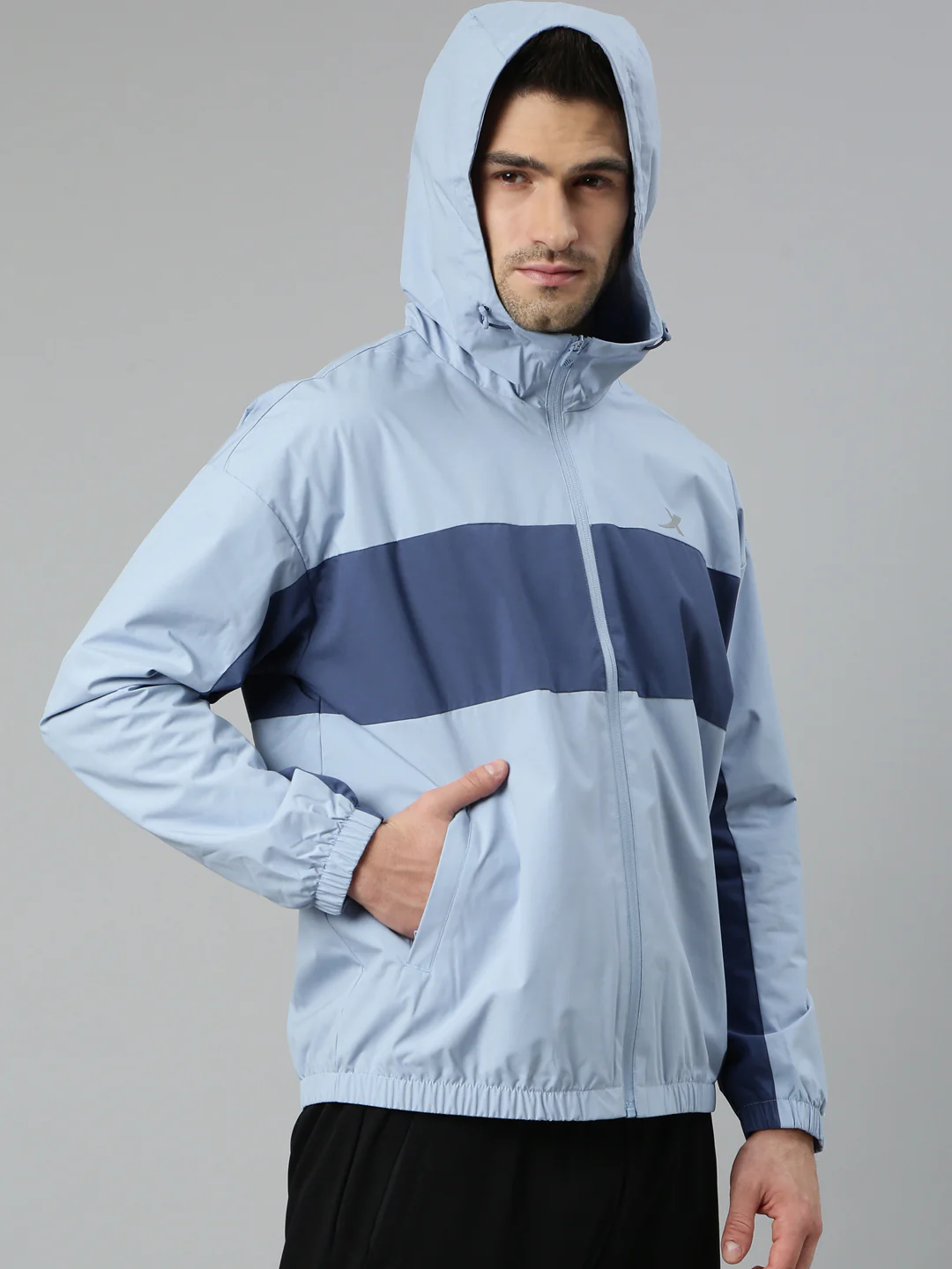 Double-Layer Quick-Dry Windbreaker - Greyish Blue - Image 12