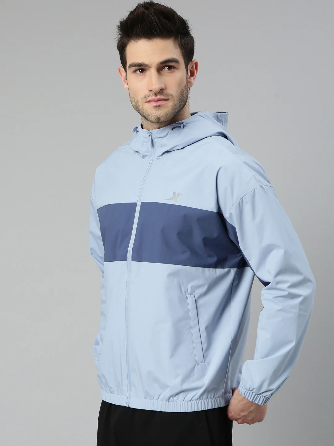 Double-Layer Quick-Dry Windbreaker - Greyish Blue - Image 13