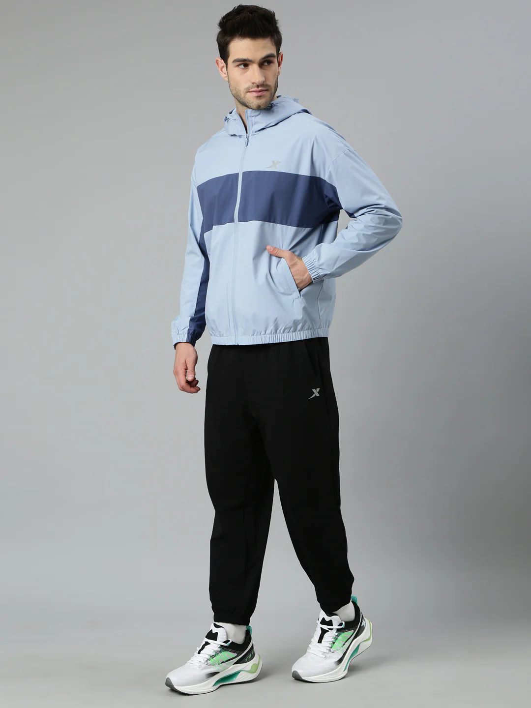 Double-Layer Quick-Dry Windbreaker - Greyish Blue - Image 15