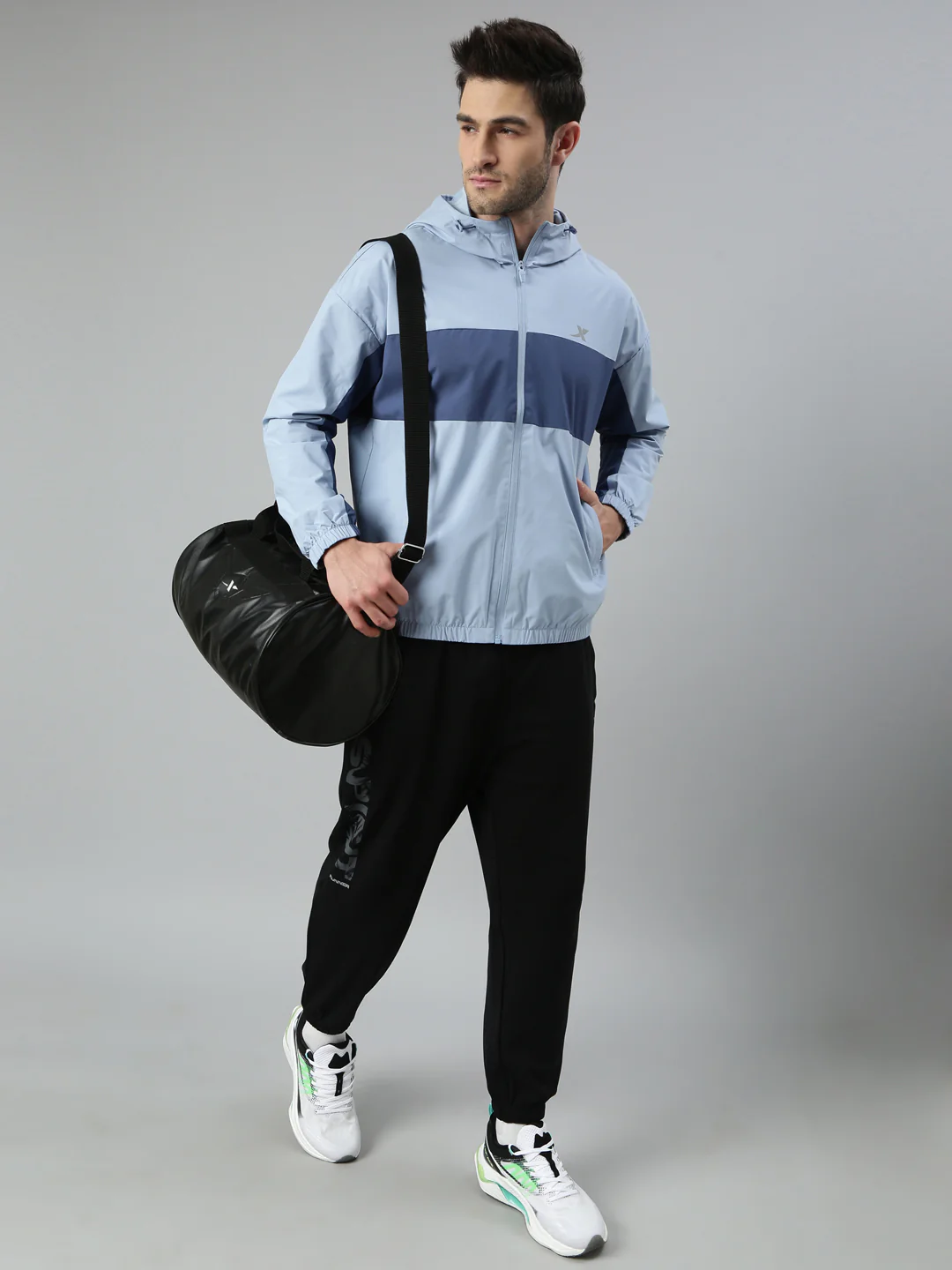 Double-Layer Quick-Dry Windbreaker - Greyish Blue - Image 16