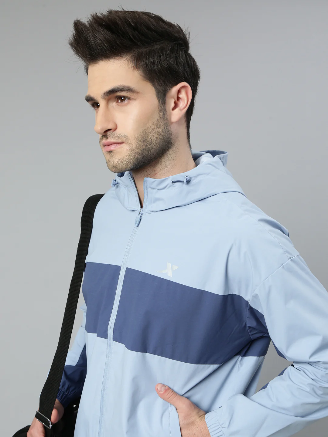 Double-Layer Quick-Dry Windbreaker - Greyish Blue - Image 17