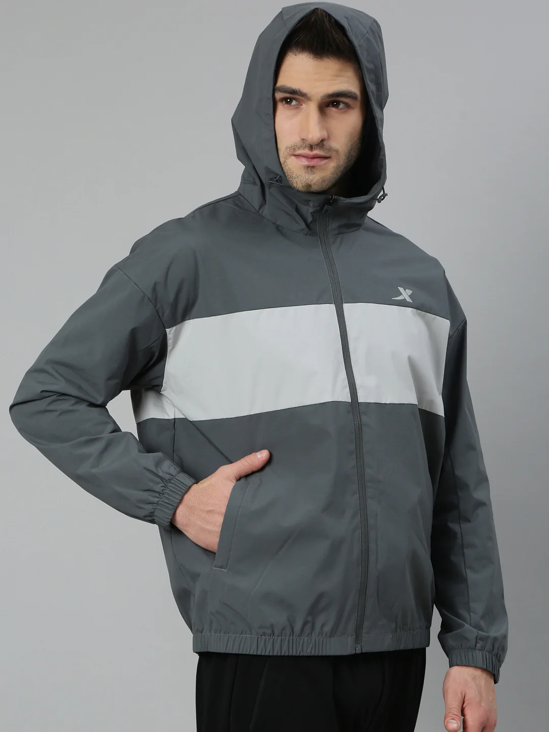 Double-Layer Quick-Dry Windbreaker - Greyish Blue - Image 2