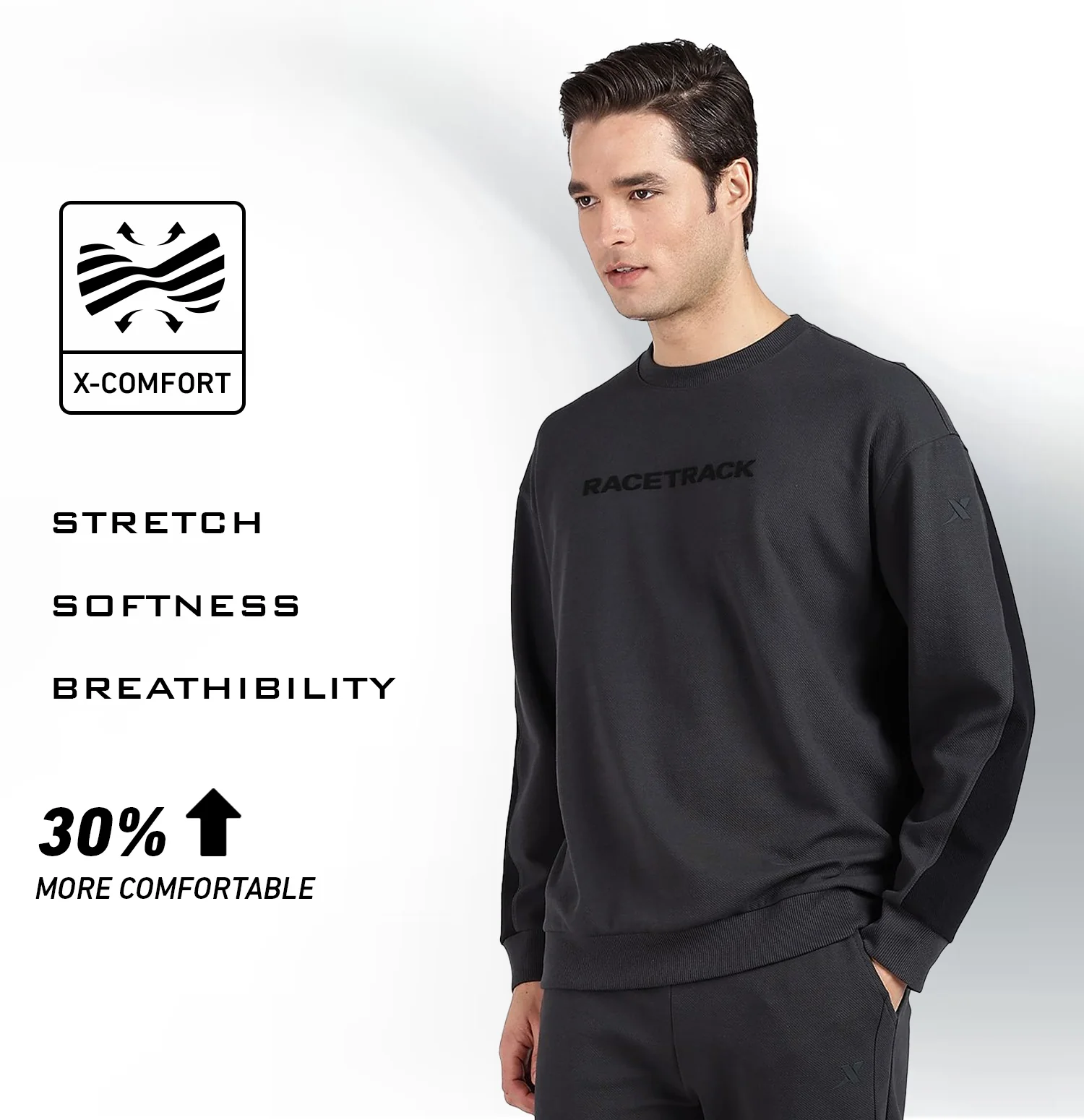 Micro Texture Loose Fit Sweatshirt - Horn Grey - Image 3