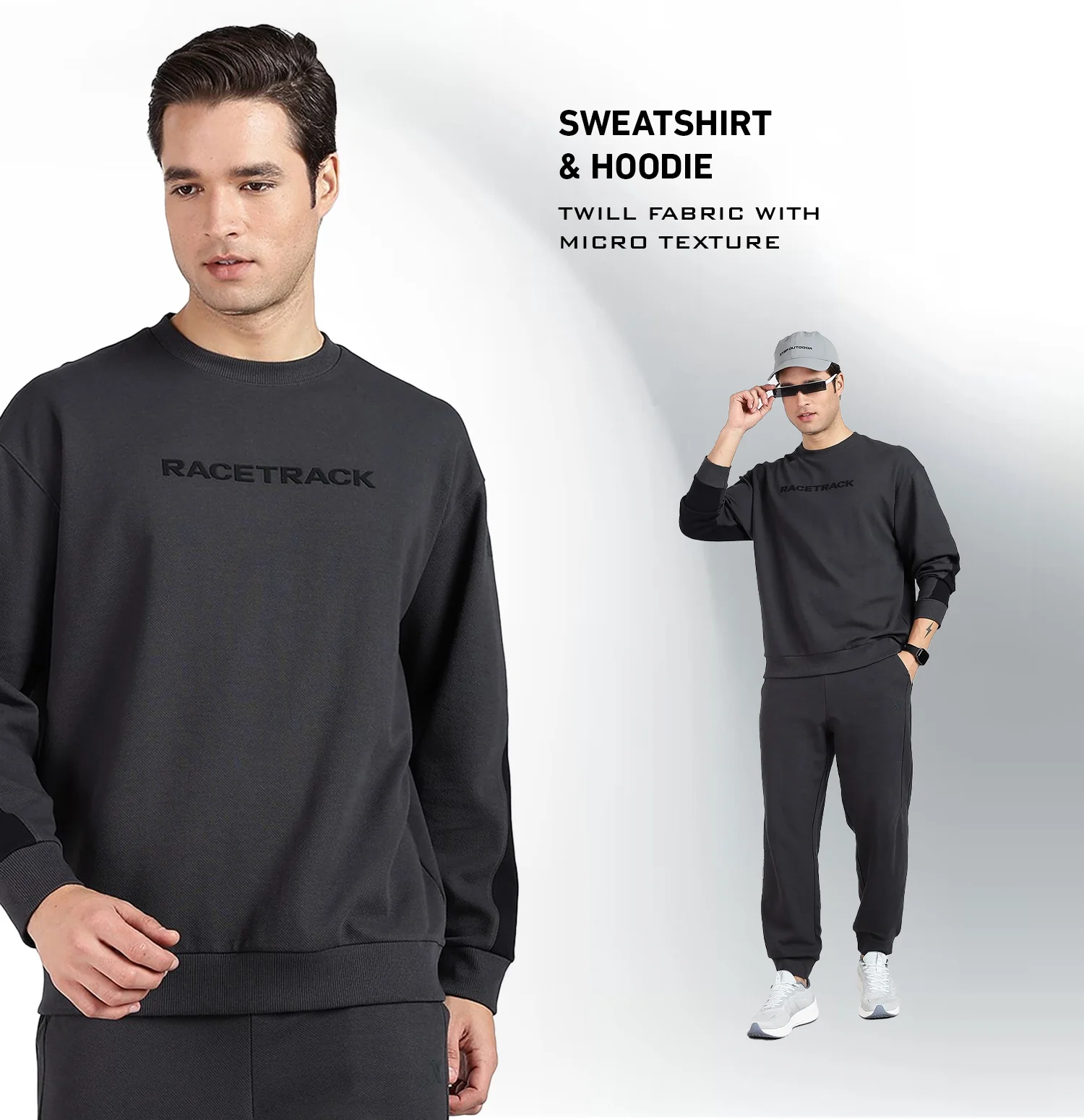 Micro Texture Loose Fit Sweatshirt - Horn Grey - Image 5