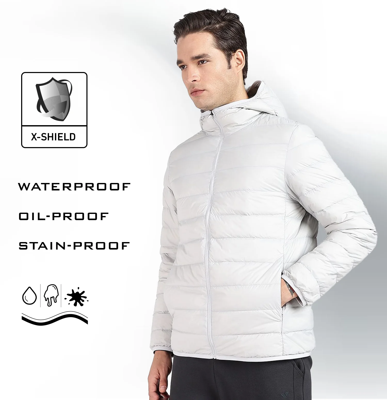 X-Shield Padded Down Jacket - Moss Grey - Image 3
