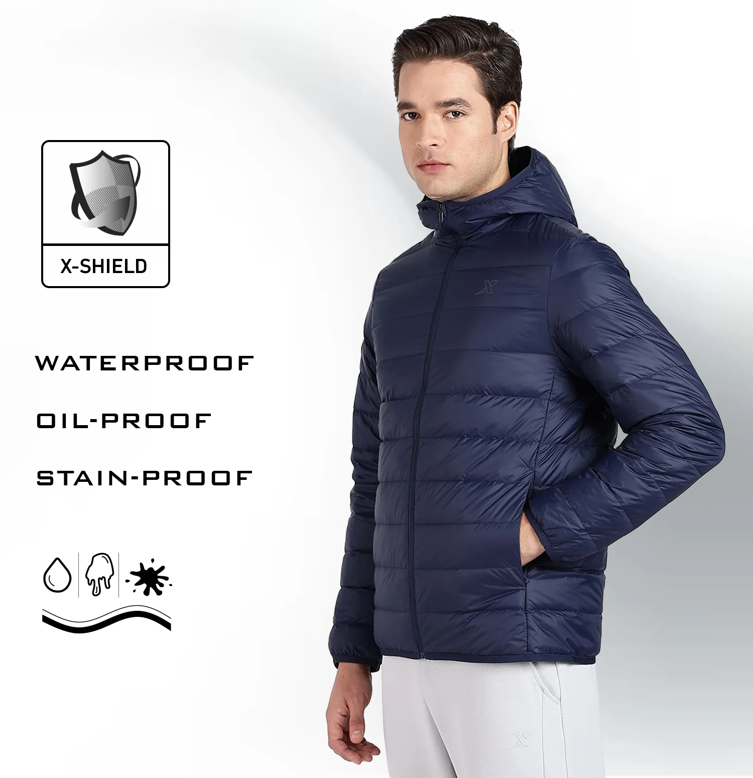 X-Shield Padded Down Jacket - Oxford Blue - Image 4