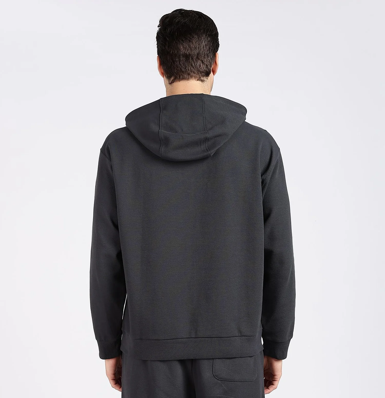 Micro Texture Loose Fit Hoodie - Horn Grey - Image 3