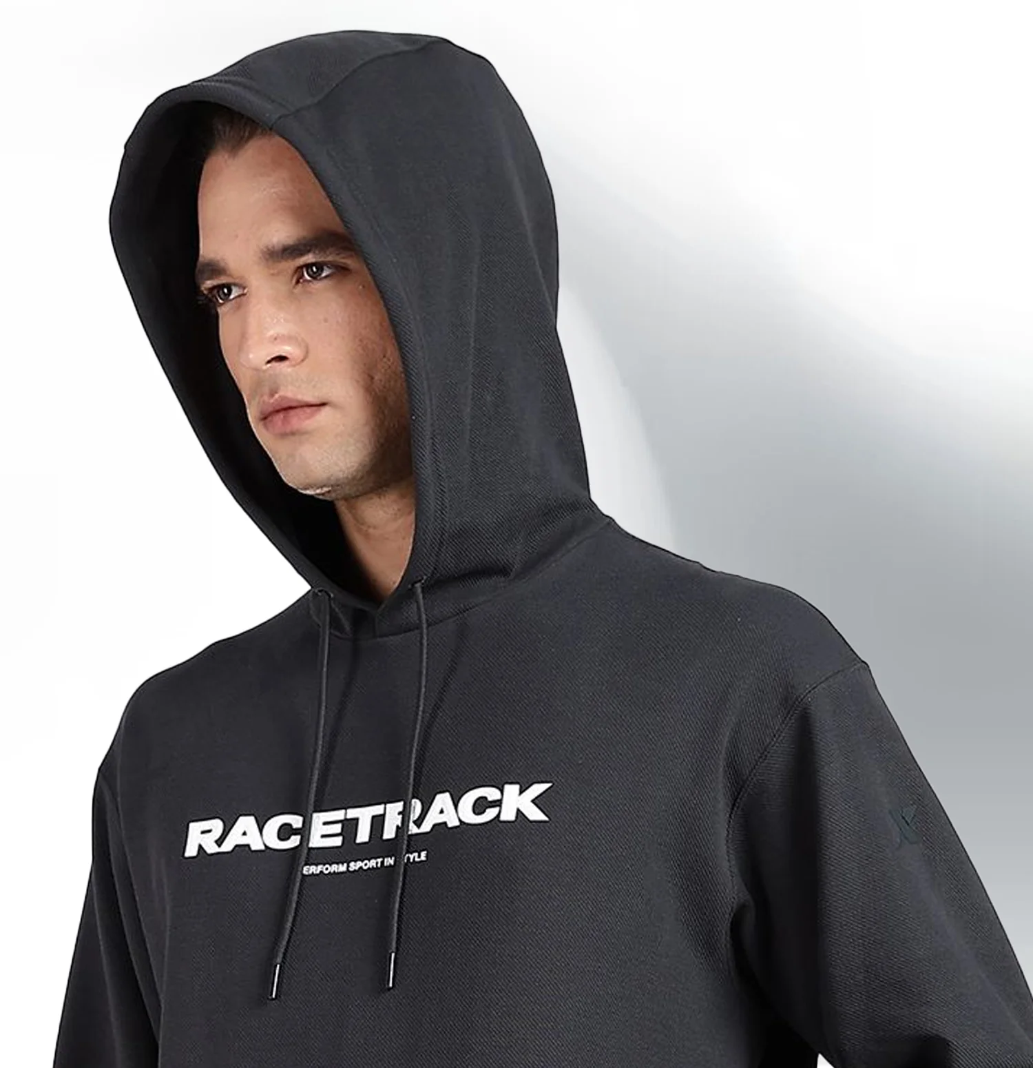 Micro Texture Loose Fit Hoodie - Horn Grey - Image 5