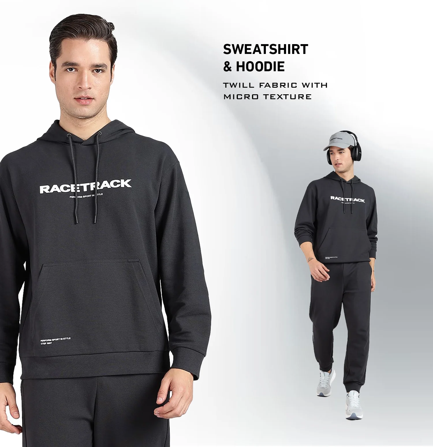 Micro Texture Loose Fit Hoodie - Horn Grey - Image 6