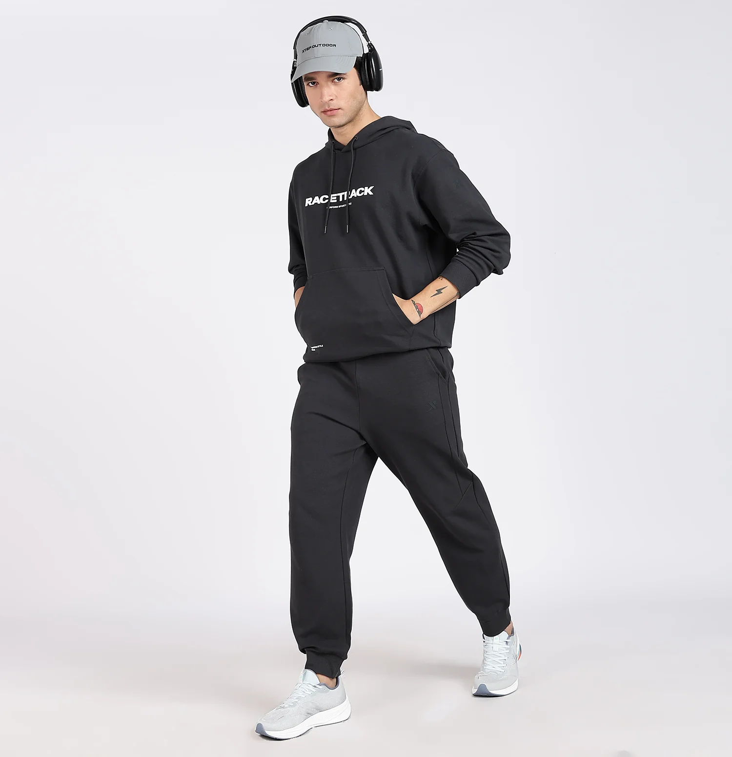 Micro Texture Loose Fit Hoodie - Horn Grey - Image 7